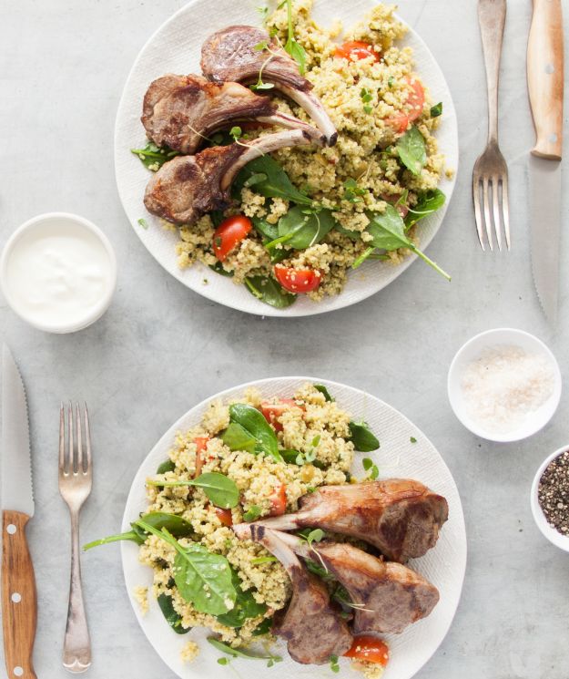 Lamb Cutlets W. Green Olive Couscous in the Thermomix | Recipe